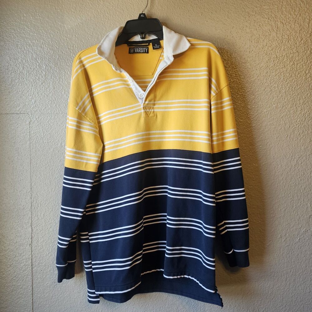 Mens XL Roundtree Yorke Varsity Rugby Shirt Colorblock Striped Polo Preppy BB646